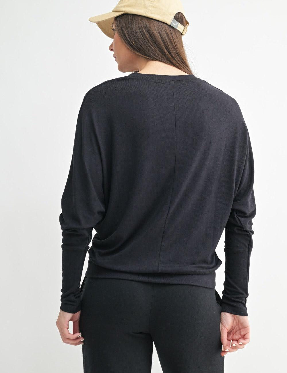 MONO B Soft Knit Athletic Sweater - BLACK on Simply Obsessed