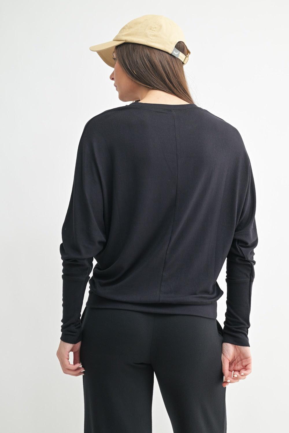 MONO B Soft Knit Athletic Sweater - BLACK on Simply Obsessed