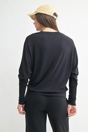 MONO B Soft Knit Athletic Sweater - BLACK on Simply Obsessed