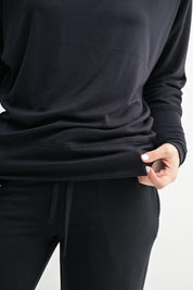 MONO B Soft Knit Athletic Sweater - BLACK on Simply Obsessed