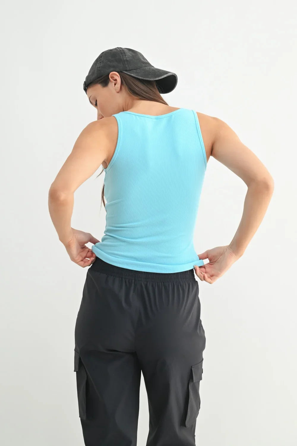 MONO B Square Neck Micro-Ribbed Tank Top on Simply Obsessed