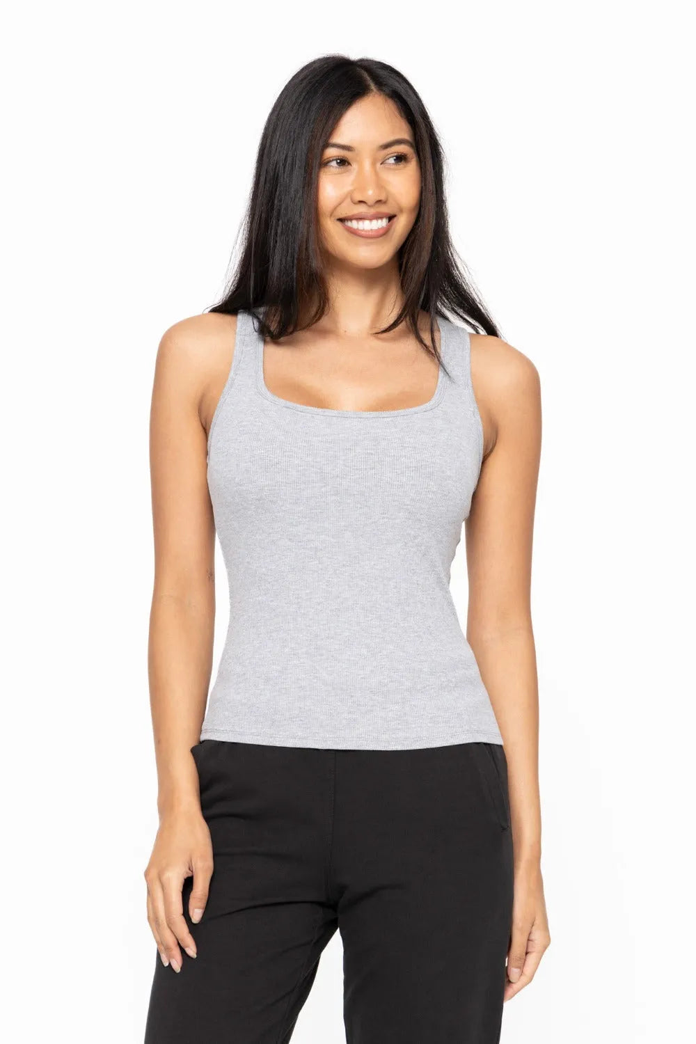 MONO B Square Neck Micro-Ribbed Tank Top on Simply Obsessed