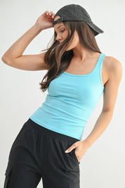 MONO B Square Neck Micro-Ribbed Tank Top on Simply Obsessed