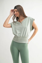 MONO B Vintage Stone V-Neck Vest on Simply Obsessed