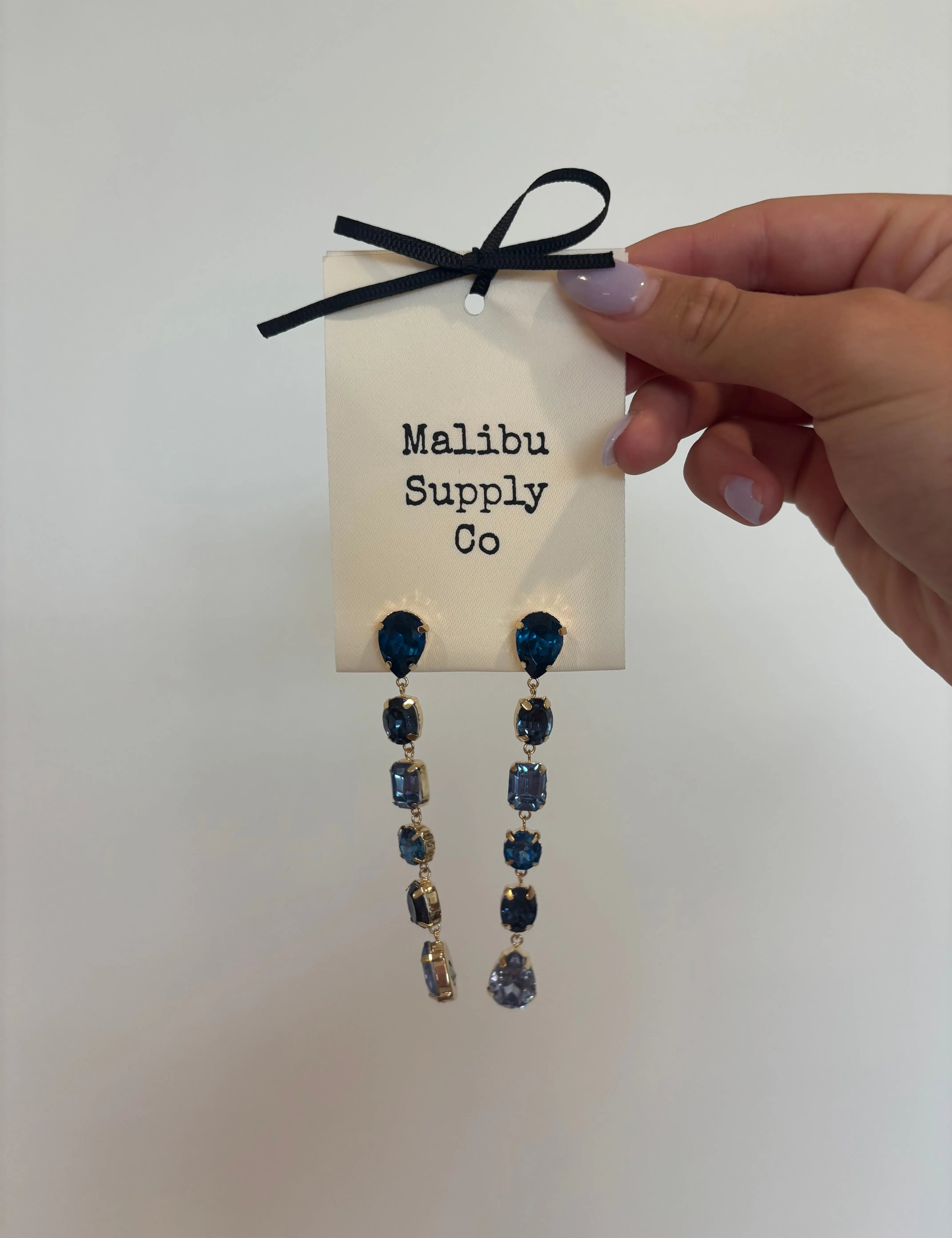 MSC Blue Gem Dangle Earrings on Simply Obsessed