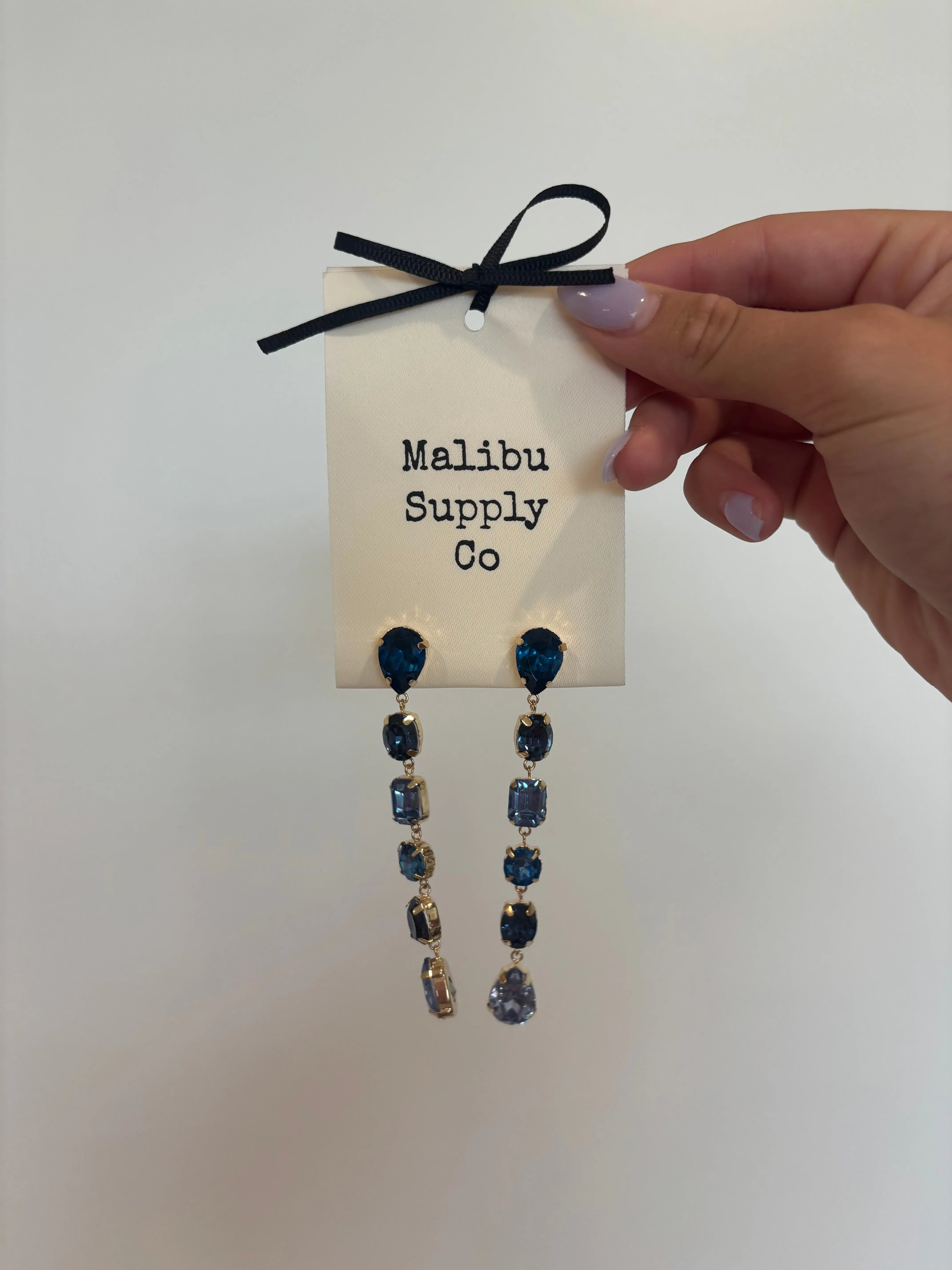MSC Blue Gem Dangle Earrings on Simply Obsessed