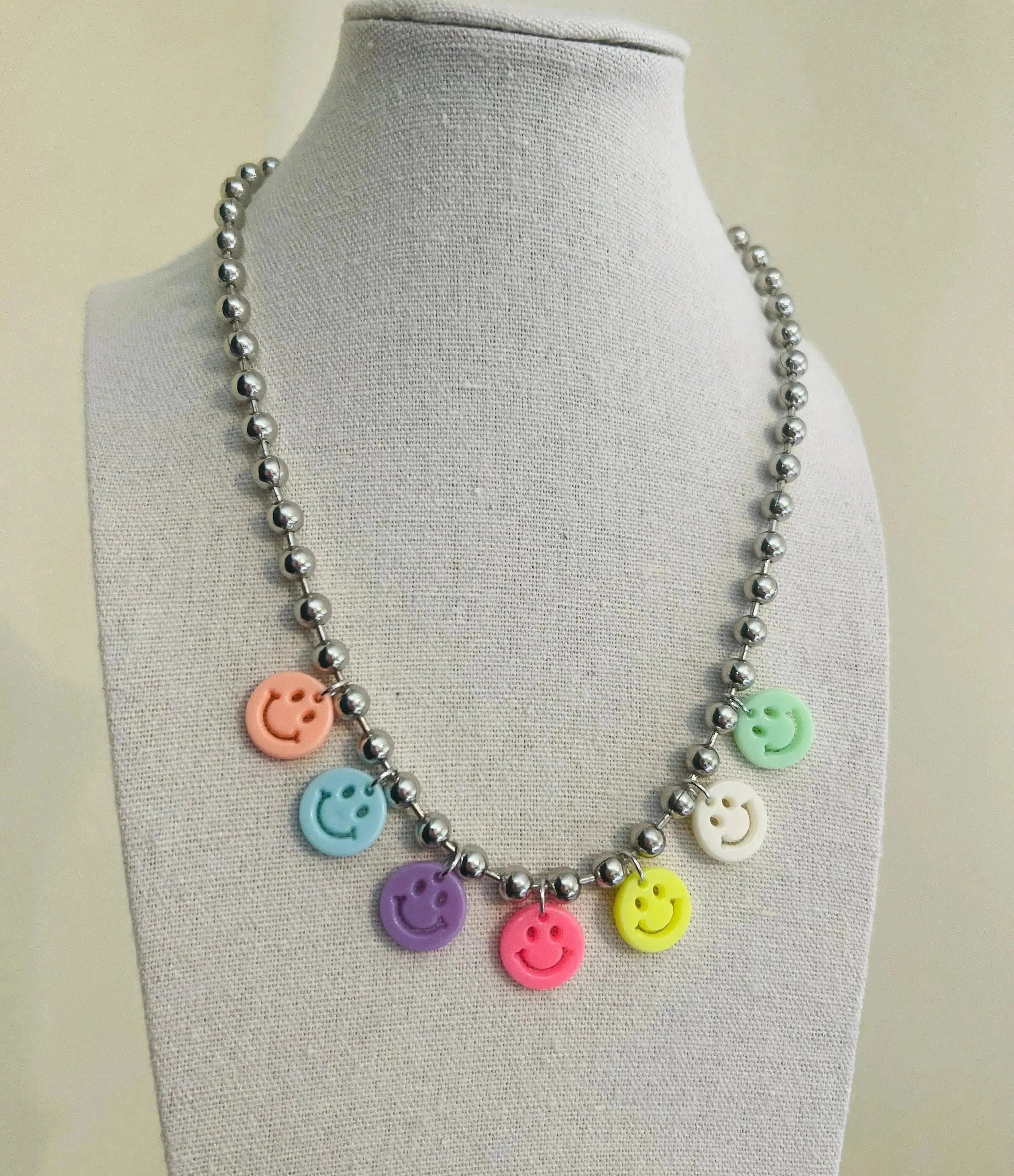 Multi Smiley Charm Necklace on Simply Obsessed
