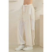 OLI + HALI Washed Fabric Mix Pants - CREAM on Simply Obsessed