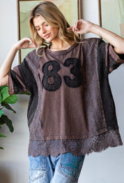 OLI + HALI Washed Lace Mix Tee on Simply Obsessed
