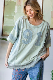 OLI + HALI Washed Lace Mix Tee on Simply Obsessed