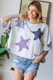 OLI + HALI Washed Star Patch Oversized Tee on Simply Obsessed