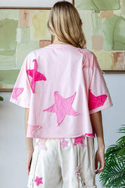 OLI + HALI Washed Star Patch Oversized Tee on Simply Obsessed
