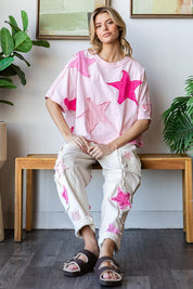 OLI + HALI Washed Star Patch Oversized Tee on Simply Obsessed