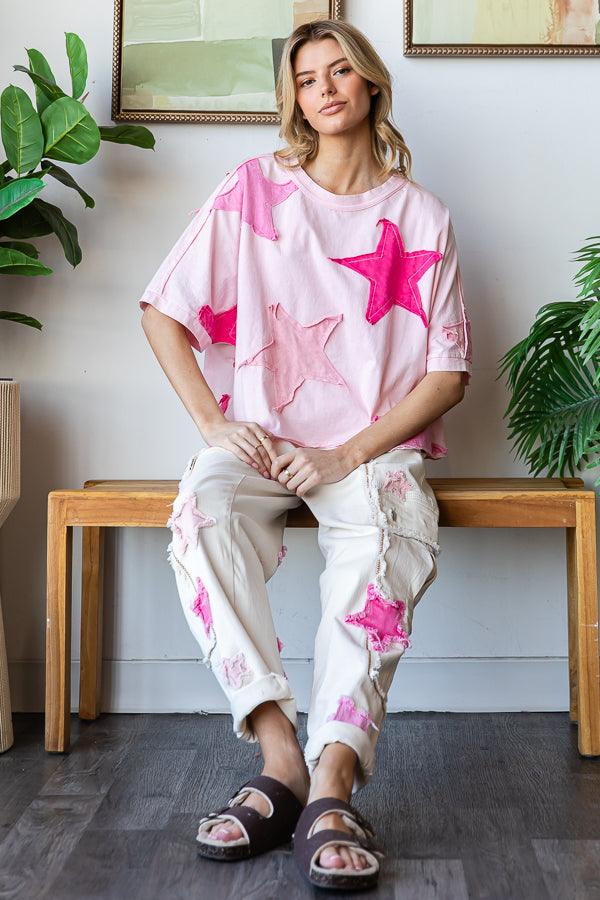 OLI + HALI Washed Star Patch Oversized Tee on Simply Obsessed