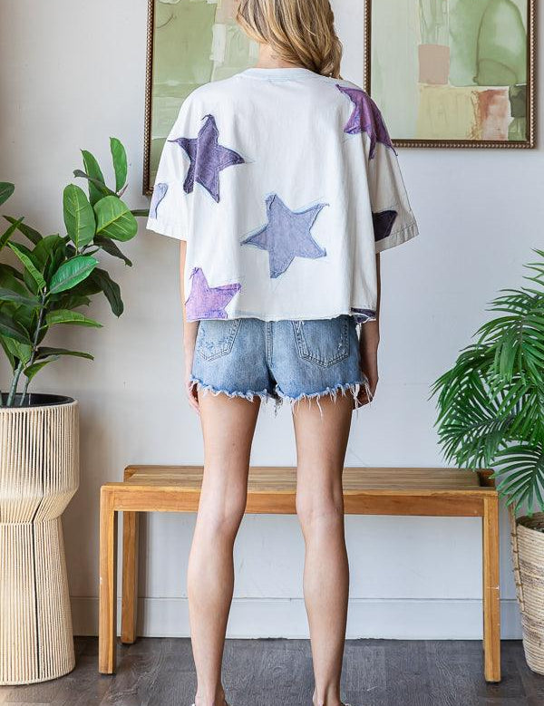 OLI + HALI Washed Star Patch Oversized Tee on Simply Obsessed