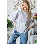 OLI + HALI Washed Star Patch Top - BLUE on Simply Obsessed