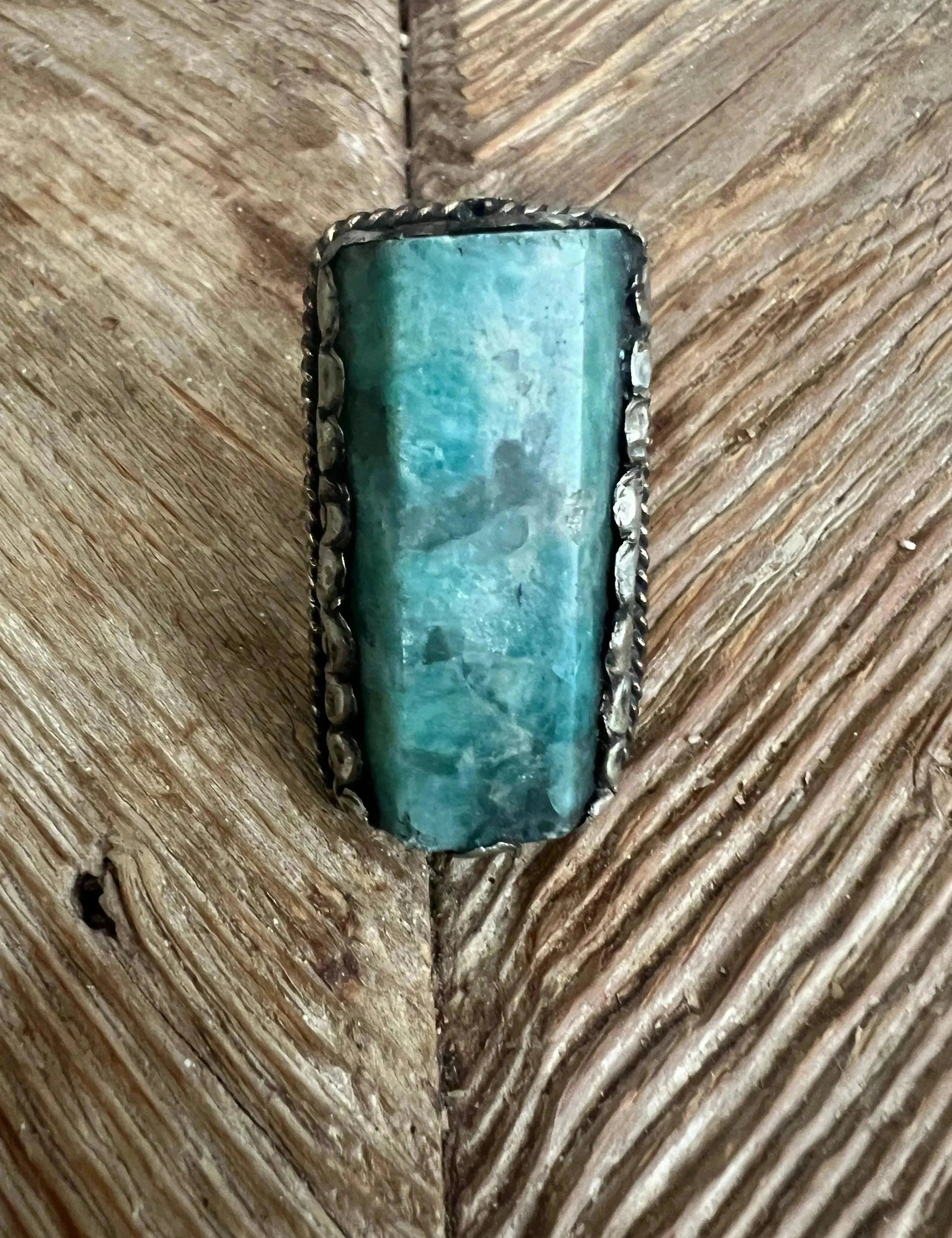 One of a Kind Adjustable Tibetan Silver Chrysoprase Ring on Simply Obsessed