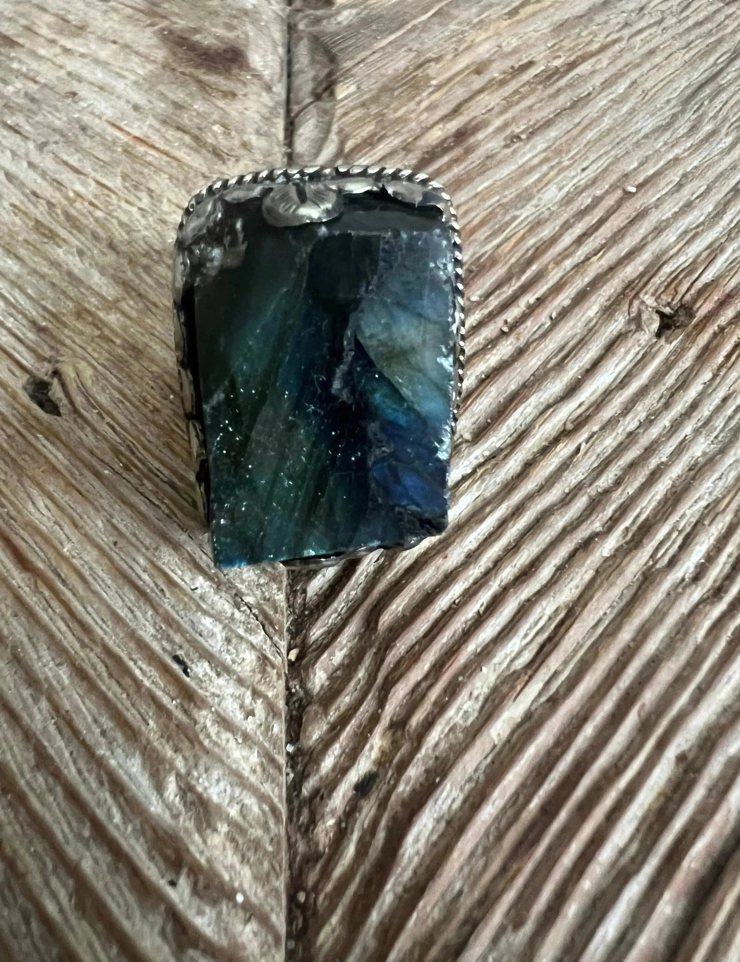 One of a Kind Adjustable Tibetan Silver Labradorite Ring on Simply Obsessed