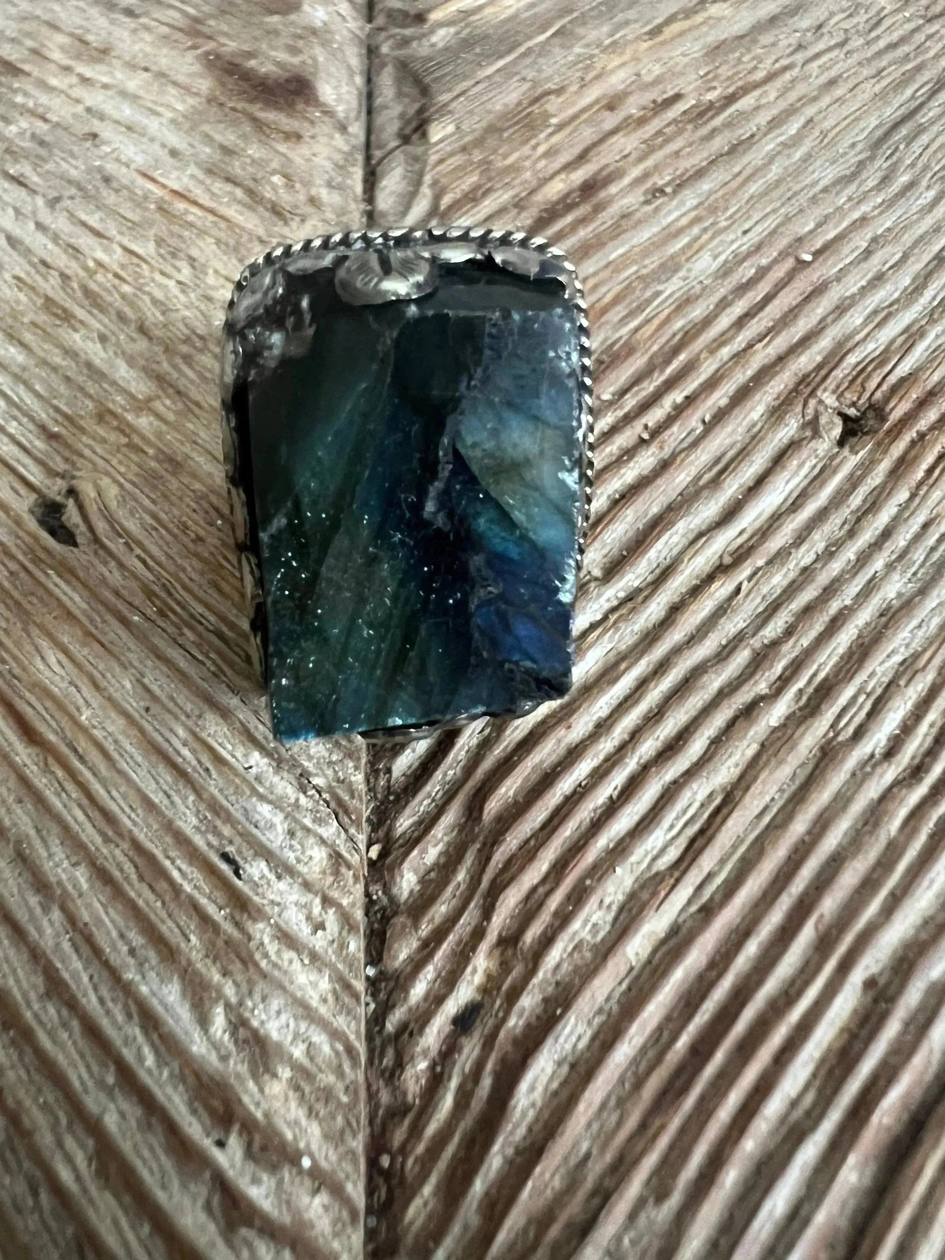One of a Kind Adjustable Tibetan Silver Labradorite Ring on Simply Obsessed