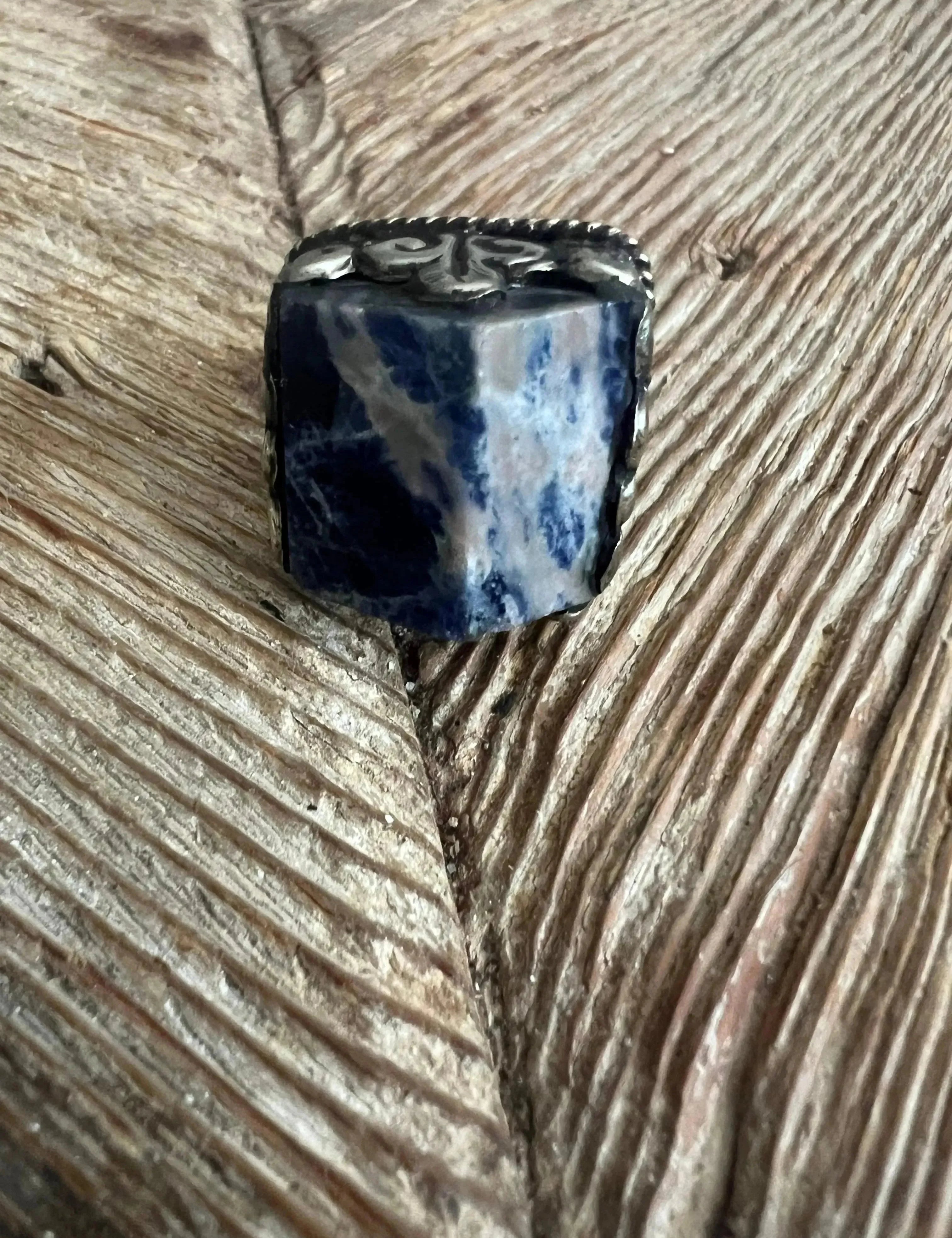 One of a Kind Adjustable Tibetan Silver Sodalite Ring on Simply Obsessed