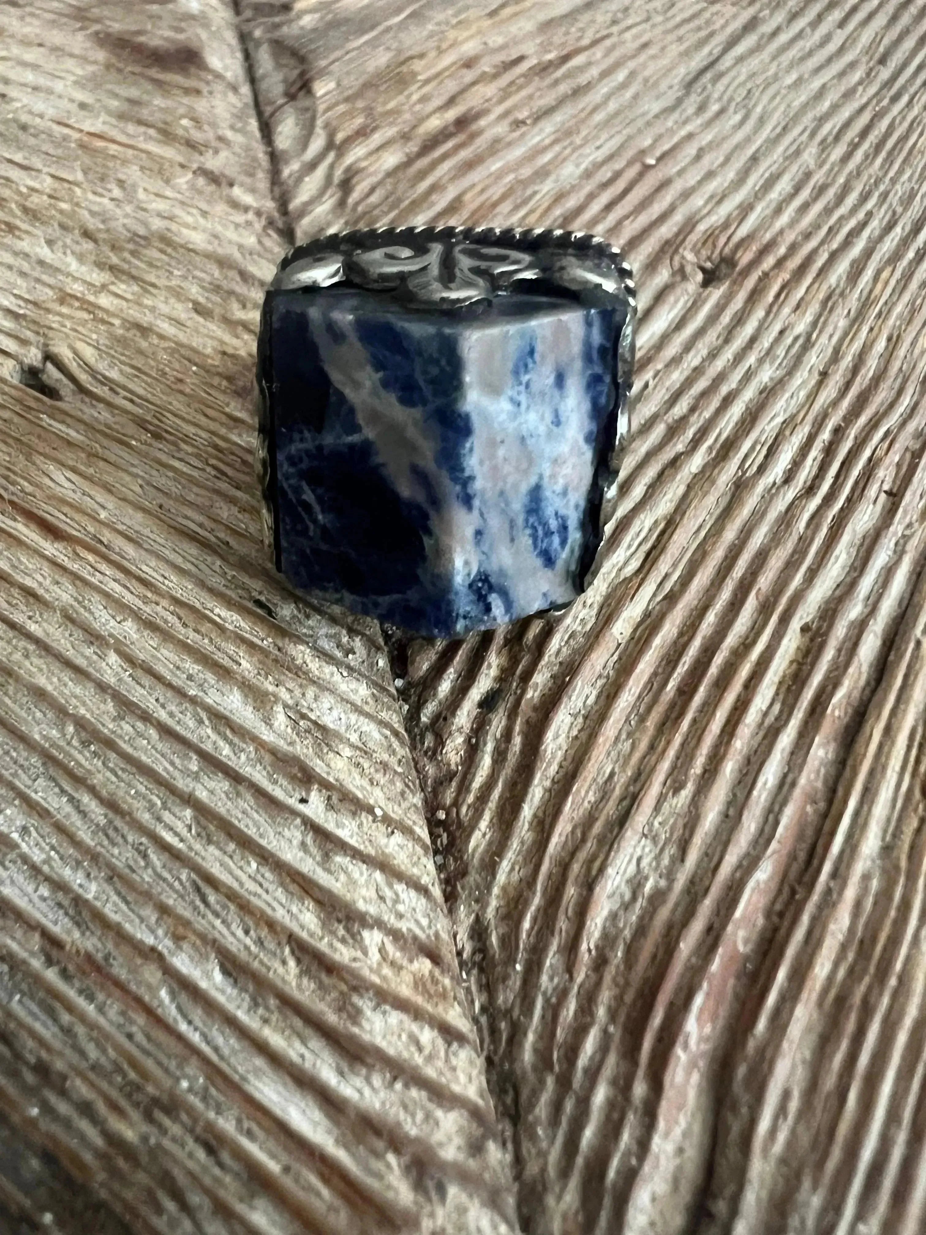 One of a Kind Adjustable Tibetan Silver Sodalite Ring on Simply Obsessed