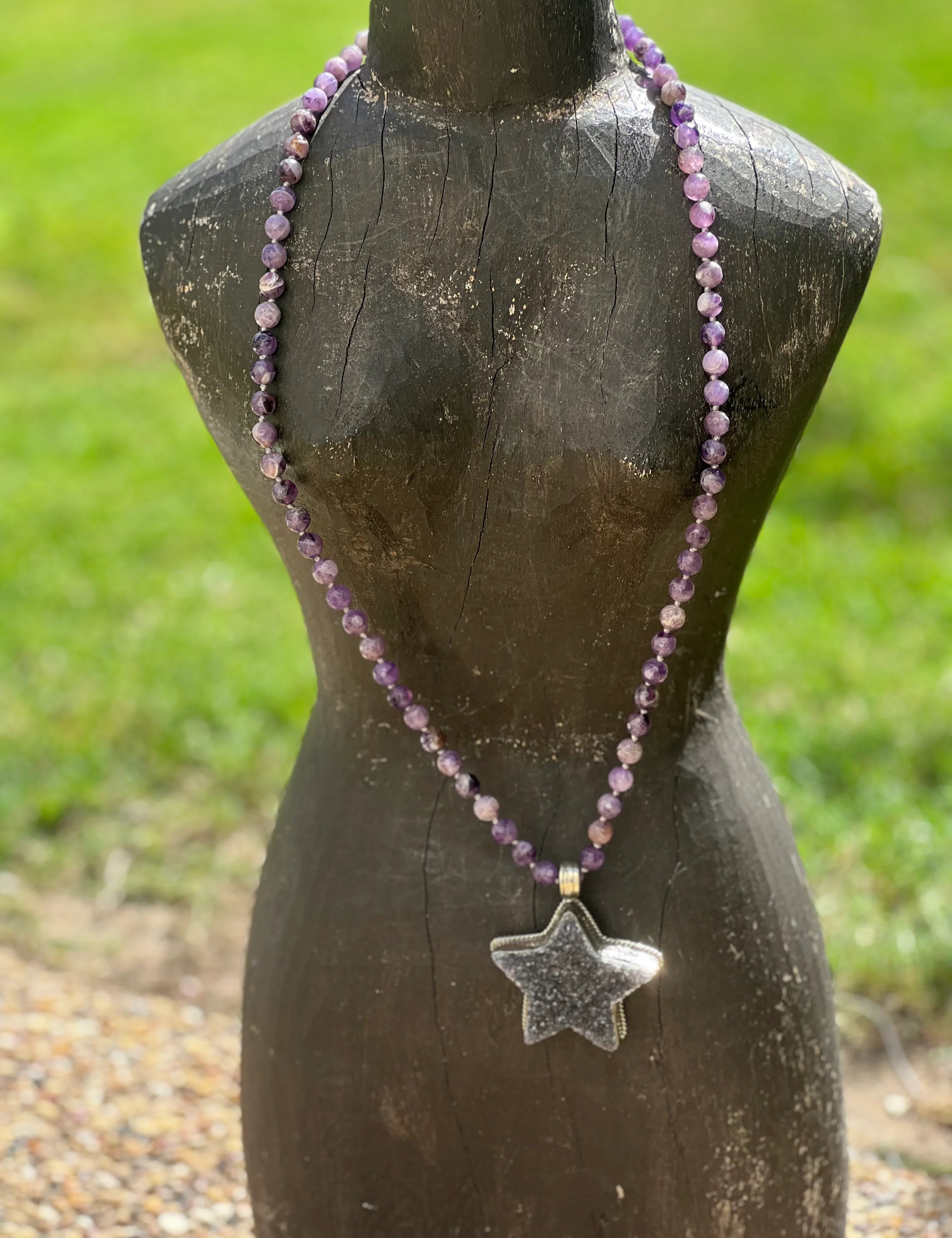 One of a Kind Amethyst Tibetan Silver Druzy Star Necklace on Simply Obsessed
