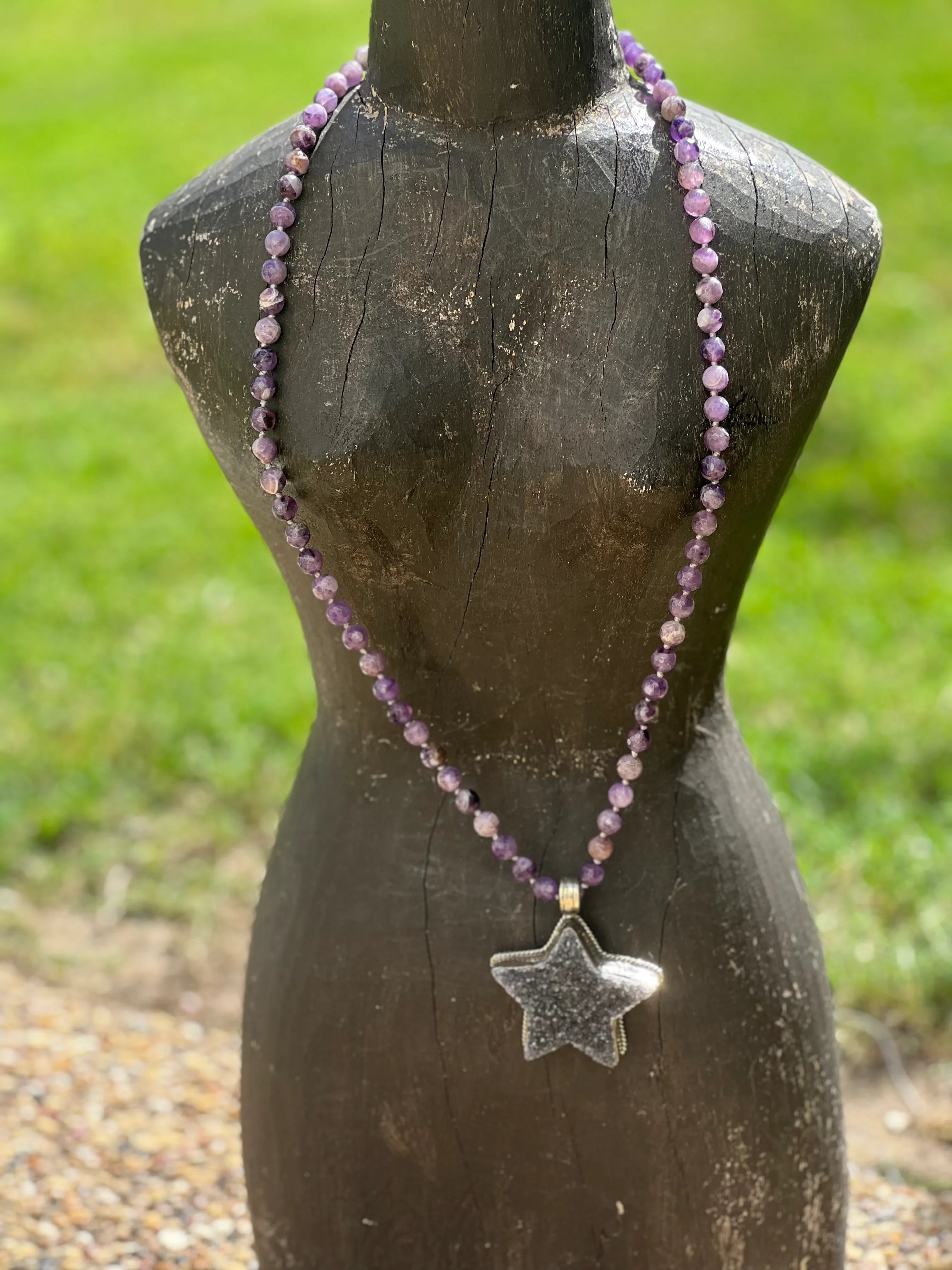 One of a Kind Amethyst Tibetan Silver Druzy Star Necklace on Simply Obsessed