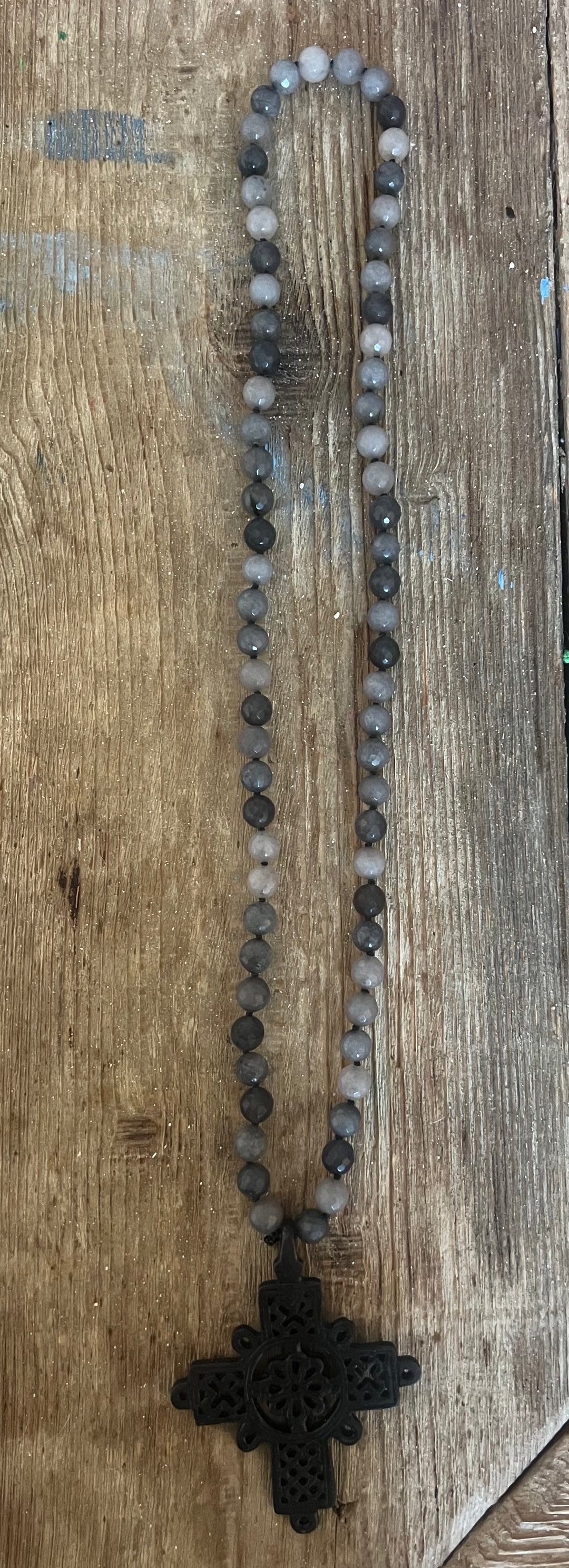 One of a Kind Black Quartz Ethiopian Cross Necklace on Simply Obsessed