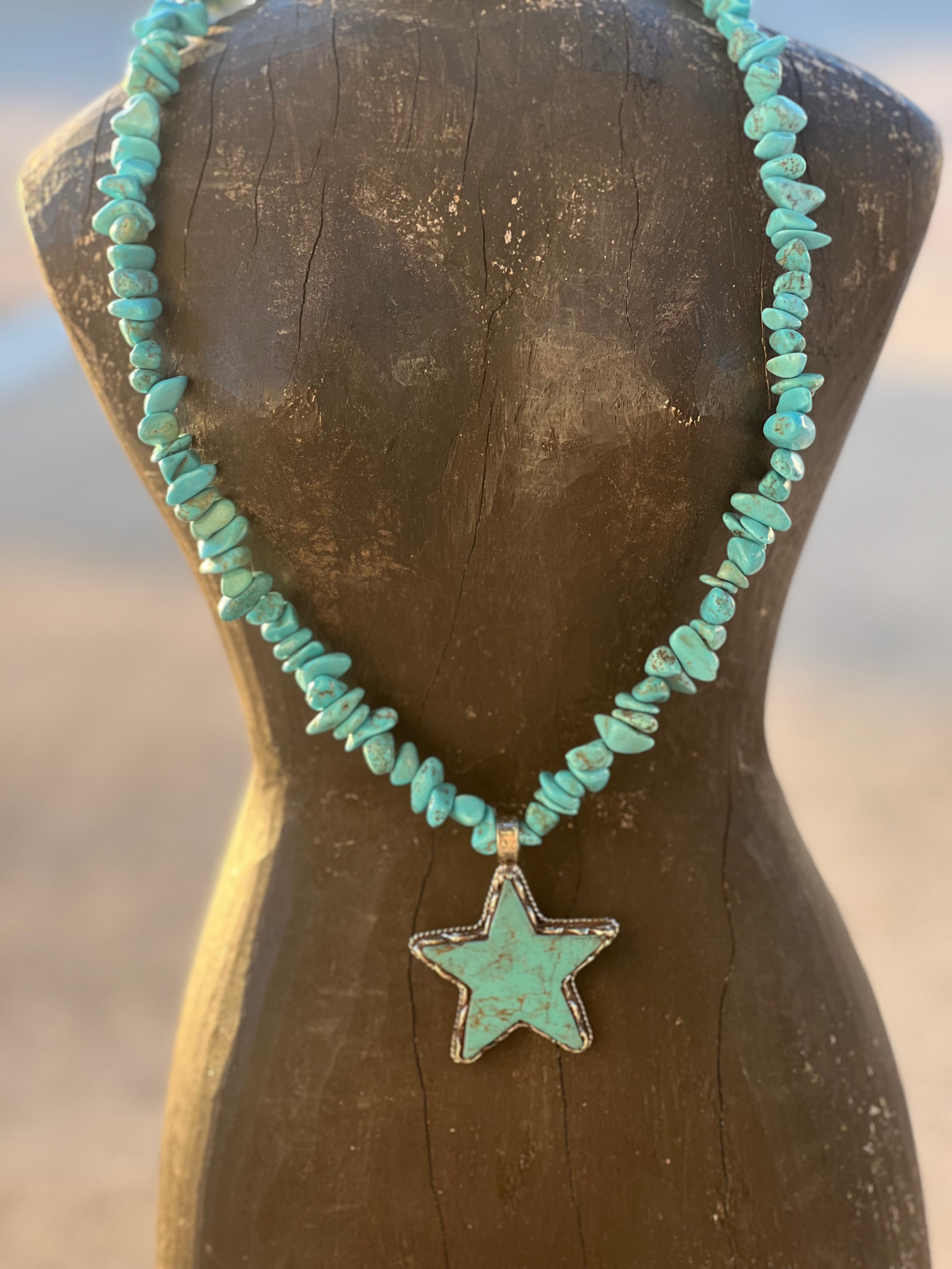 One of a Kind Howlite Tibetan Silver Star Necklace on Simply Obsessed