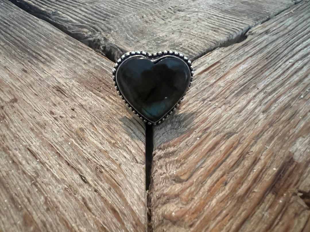 One of a Kind Labradorite Heart Turkish Silver Ring (Size 8.5) on Simply Obsessed