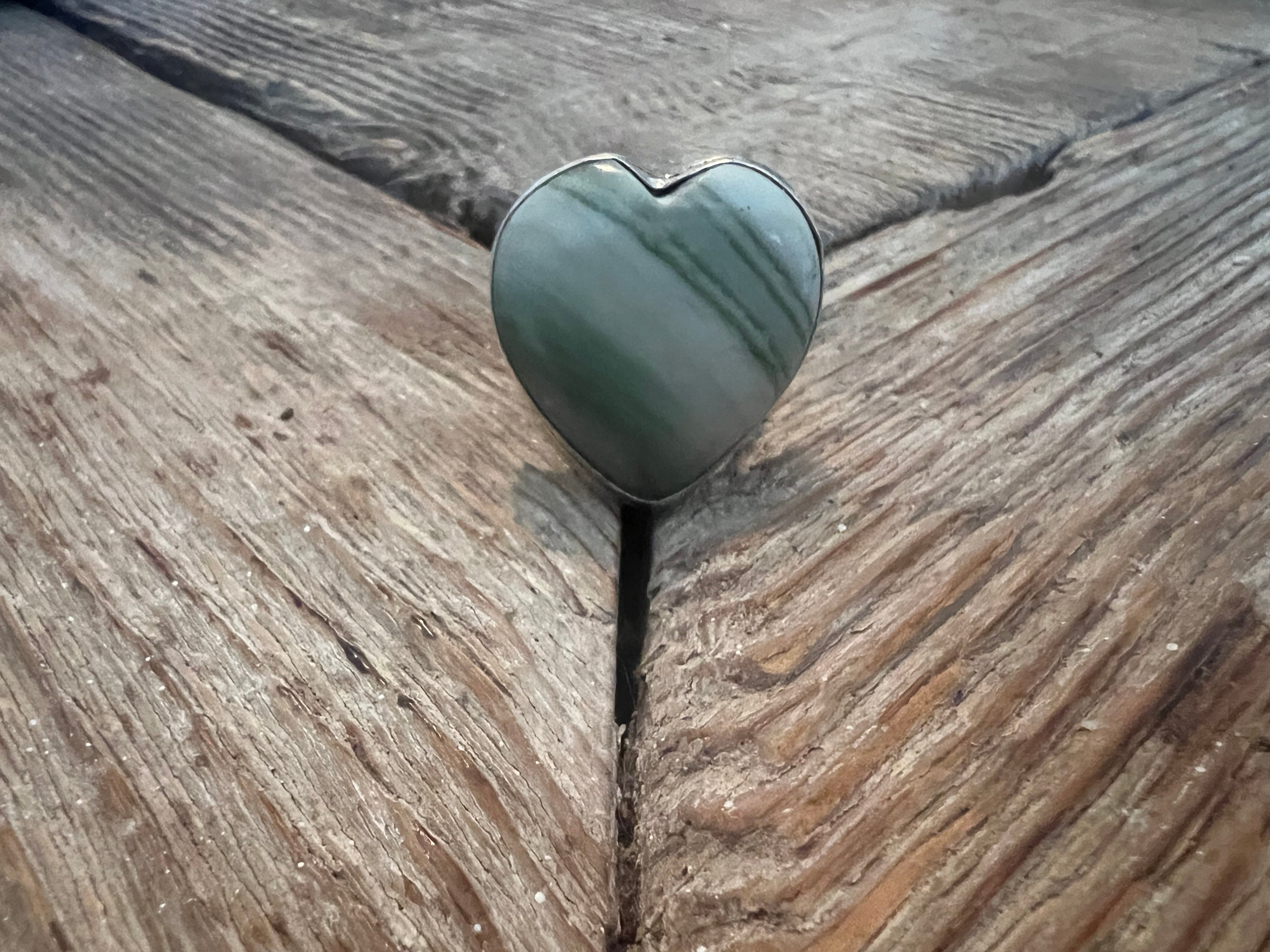 One of a Kind Larsonite Heart Turkish Silver Ring (Size 8) on Simply Obsessed