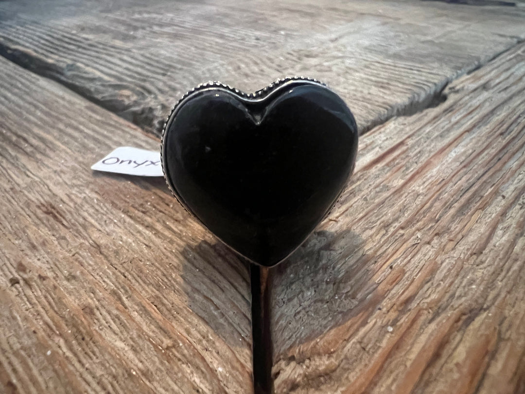 One of a Kind Onyx Heart Turkish Silver Ring (Size 9.5) on Simply Obsessed