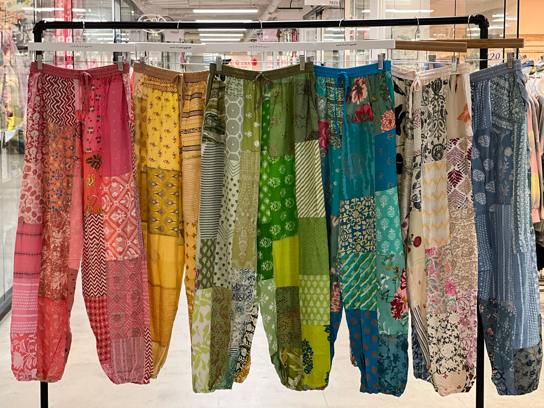 One of a Kind Patchwork Drawstring Pants on Simply Obsessed