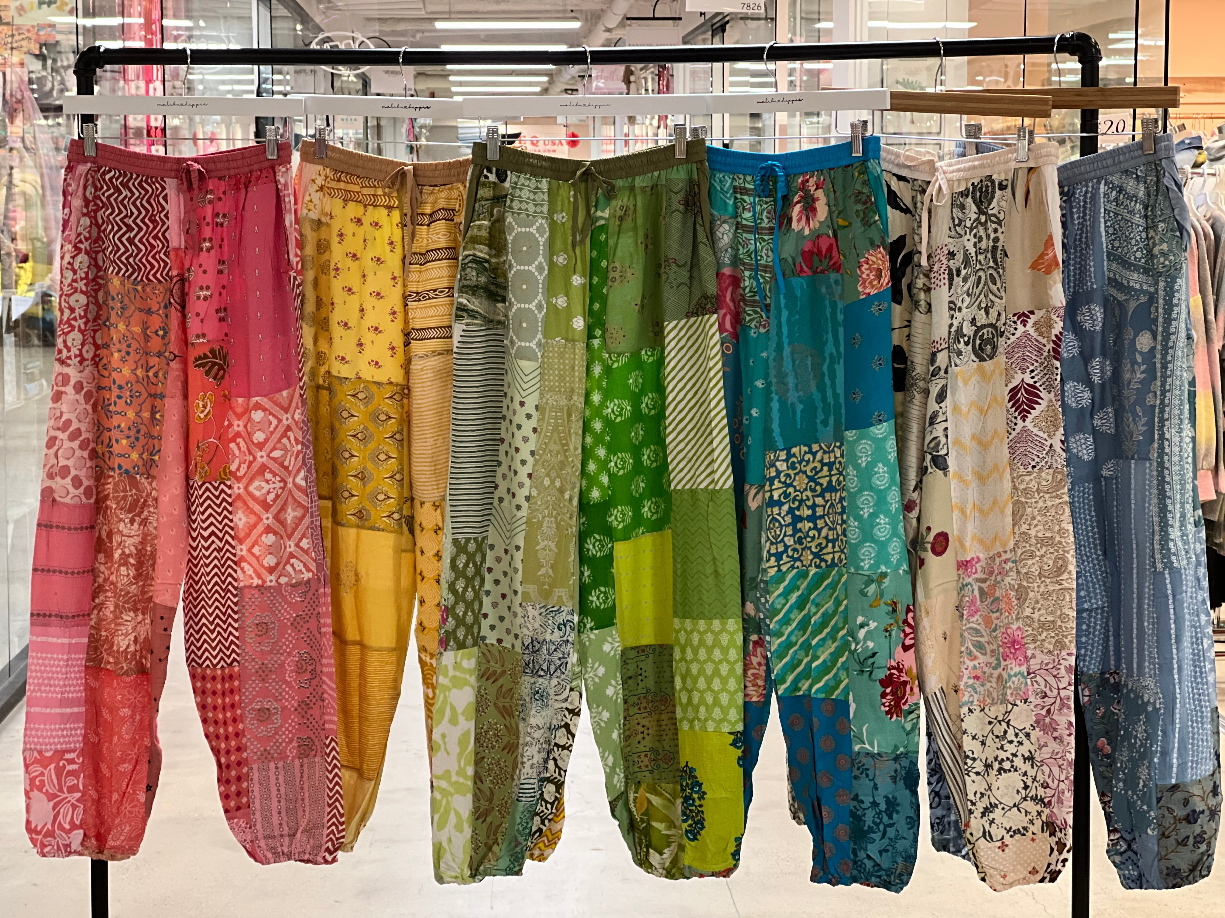 One of a Kind Patchwork Drawstring Pants on Simply Obsessed