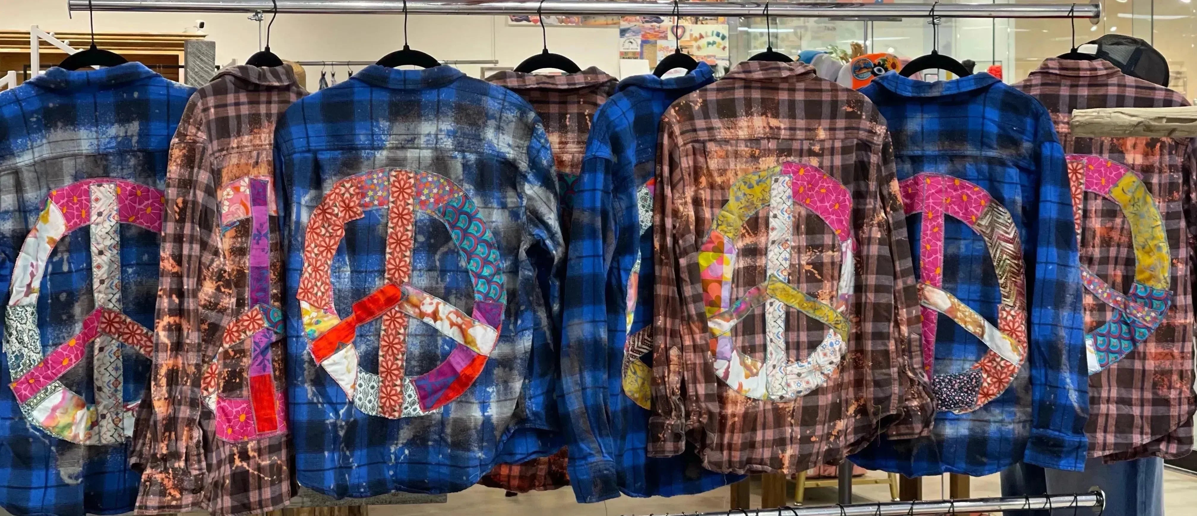 One of a Kind Stitched Peace Sign Flannel on Simply Obsessed