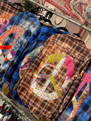 One of a Kind Stitched Peace Sign Flannel on Simply Obsessed