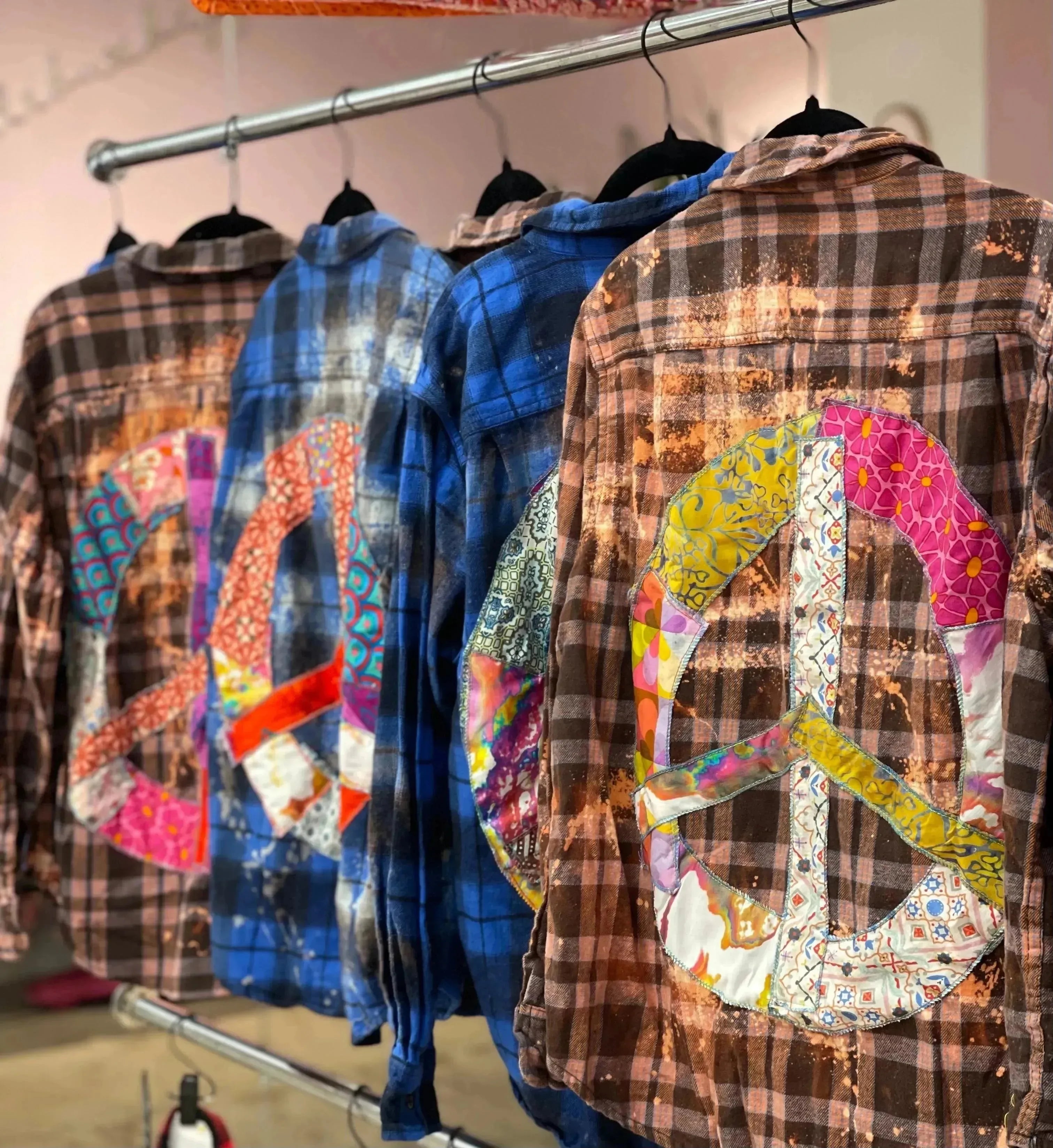 One of a Kind Stitched Peace Sign Flannel on Simply Obsessed