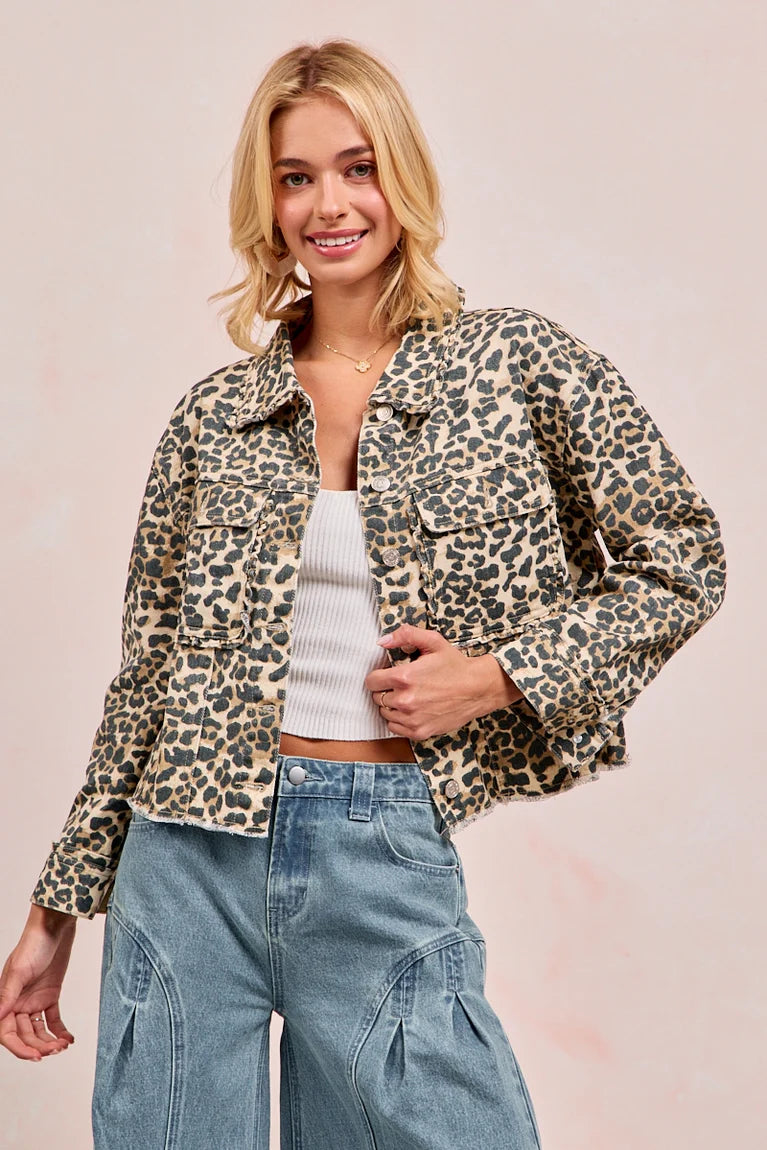 BiBi Leopard Double Pocket Jacket