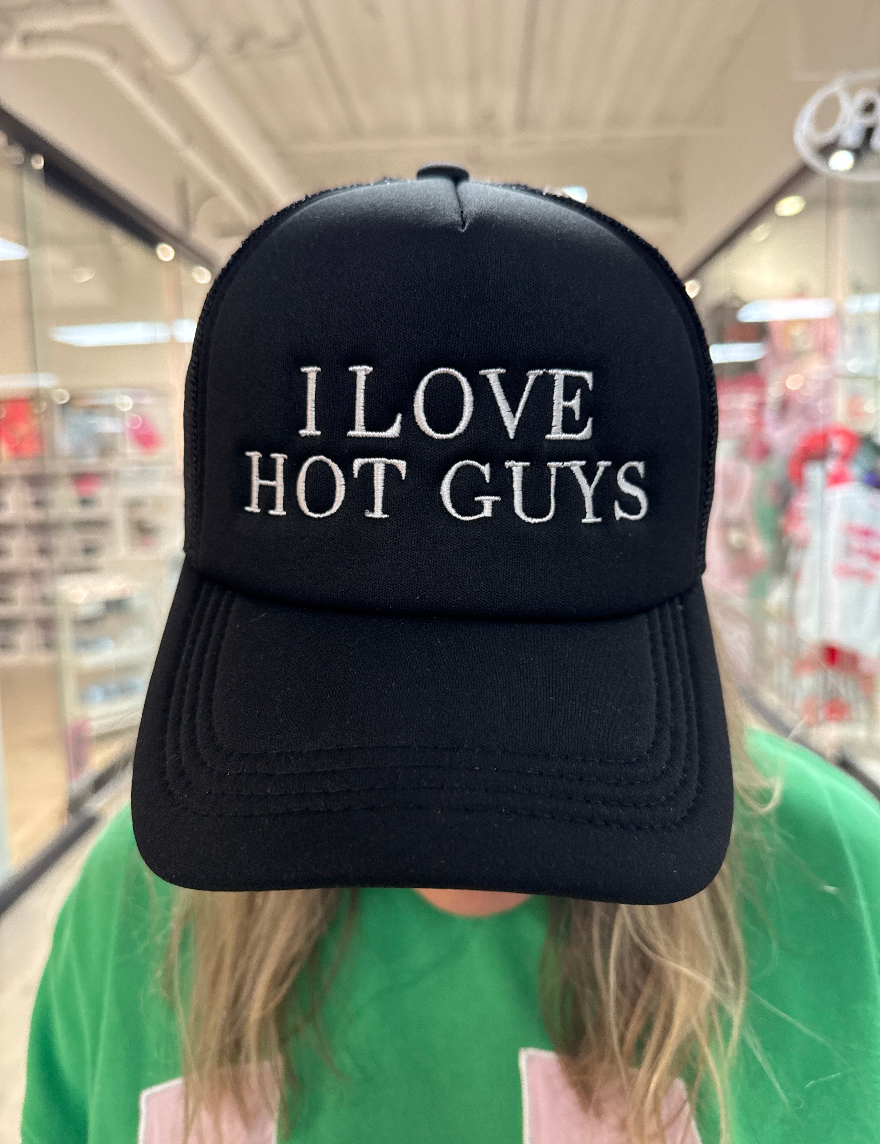 PANACHE I Love Hot Guys Trucker Hat - BLACK on Simply Obsessed