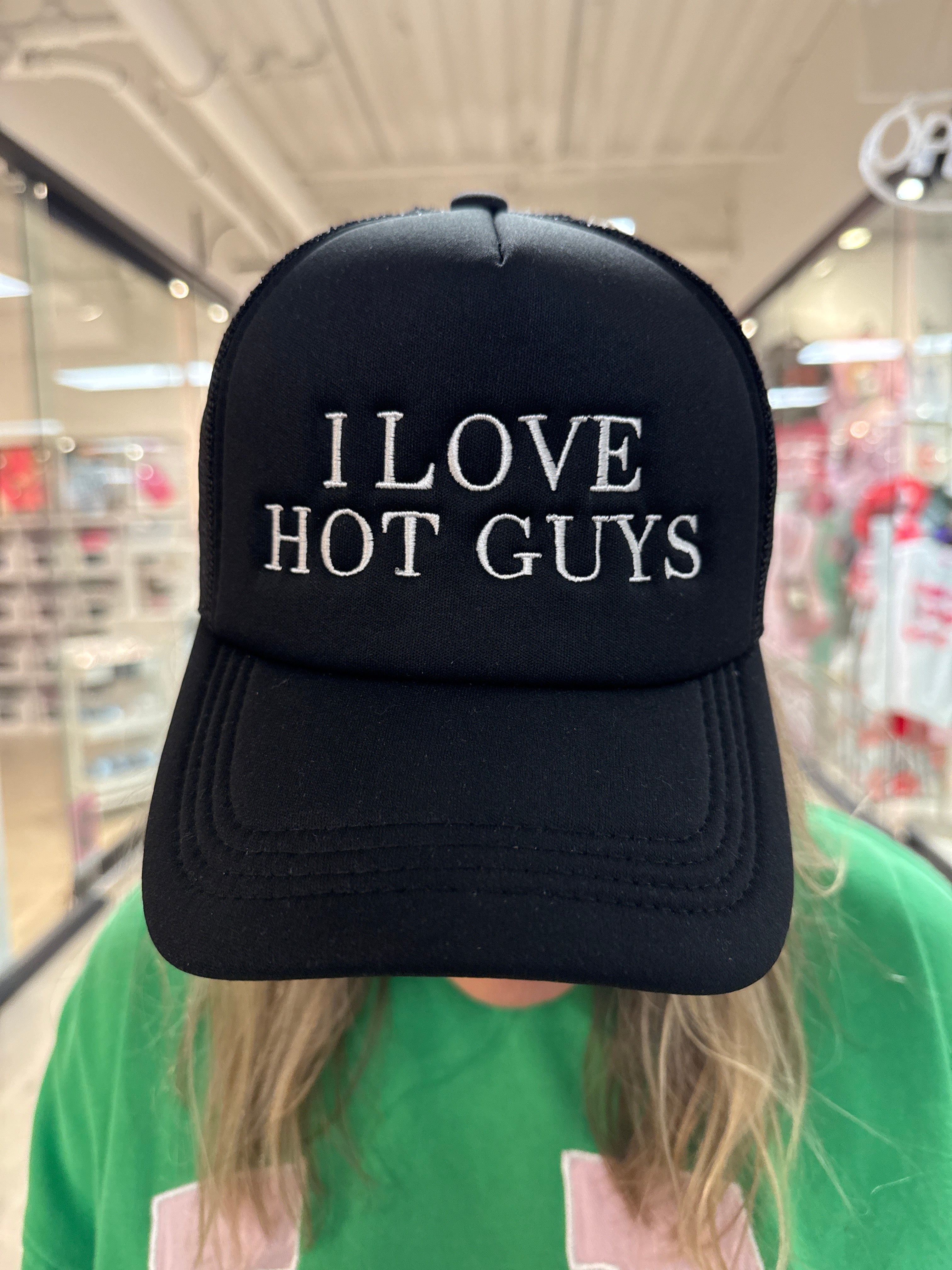 PANACHE I Love Hot Guys Trucker Hat - BLACK on Simply Obsessed
