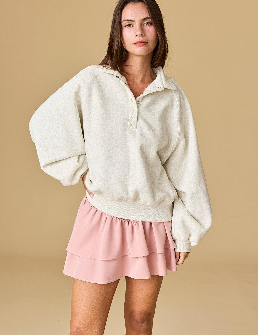PAPERMOON Piper Snap Button Collared Sweatshirt on Simply Obsessed