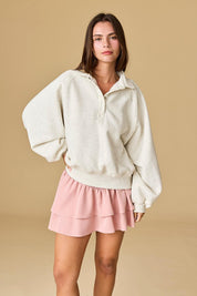 PAPERMOON Piper Snap Button Collared Sweatshirt on Simply Obsessed