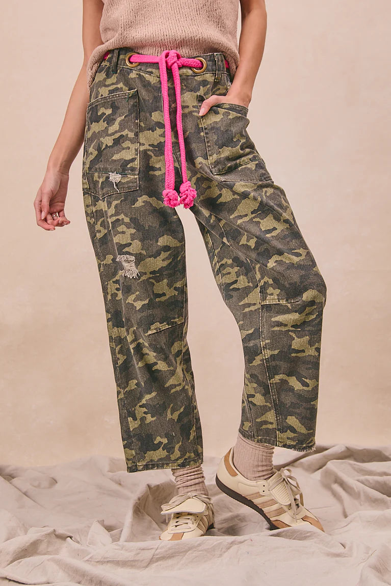 BIBI Braided Waist Belt Camo Pants on Simply Obsessed