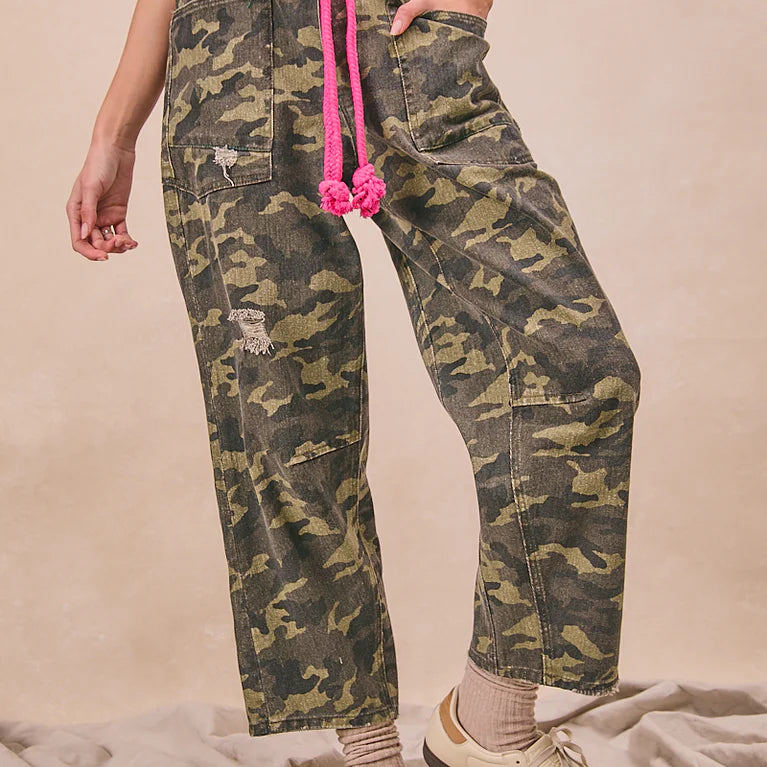 BIBI Braided Waist Belt Camo Pants on Simply Obsessed