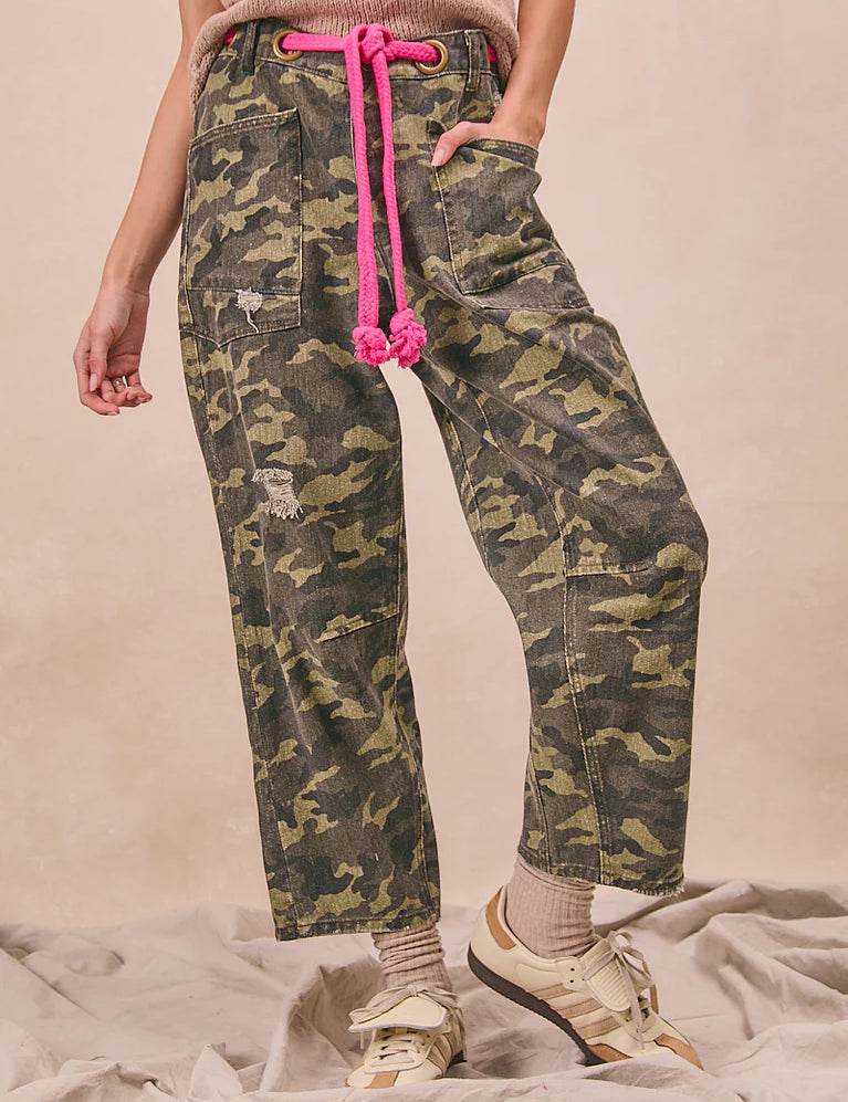 BIBI Braided Waist Belt Camo Pants on Simply Obsessed