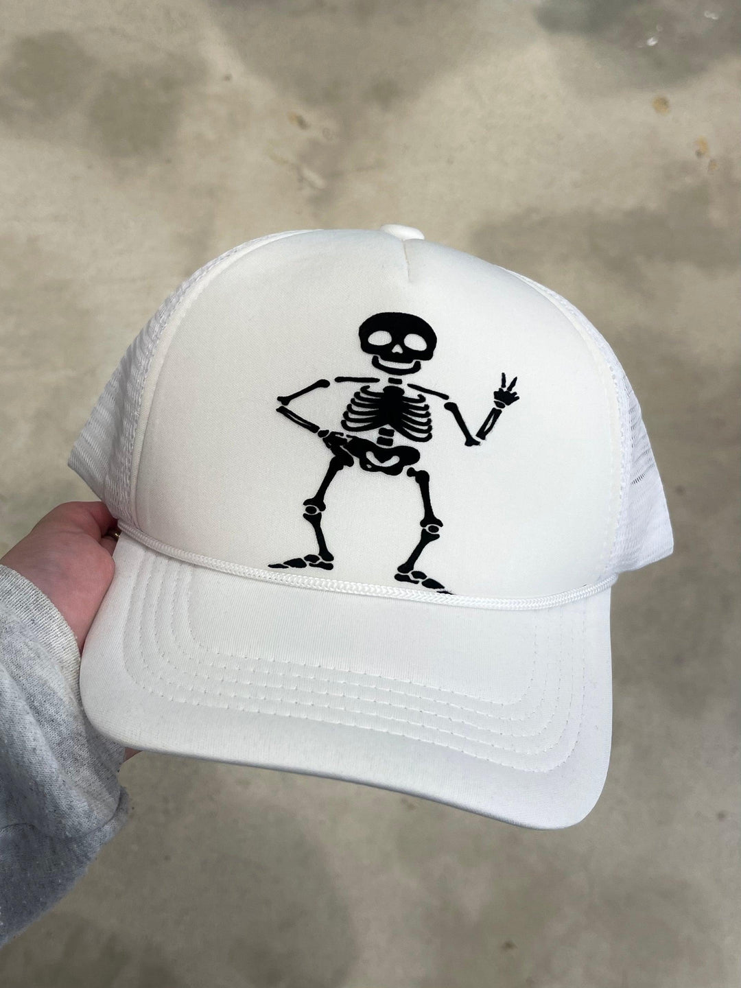 Peace Out Skeleton Trucker Hat by Malibu Hippie on Synergy Marketplace