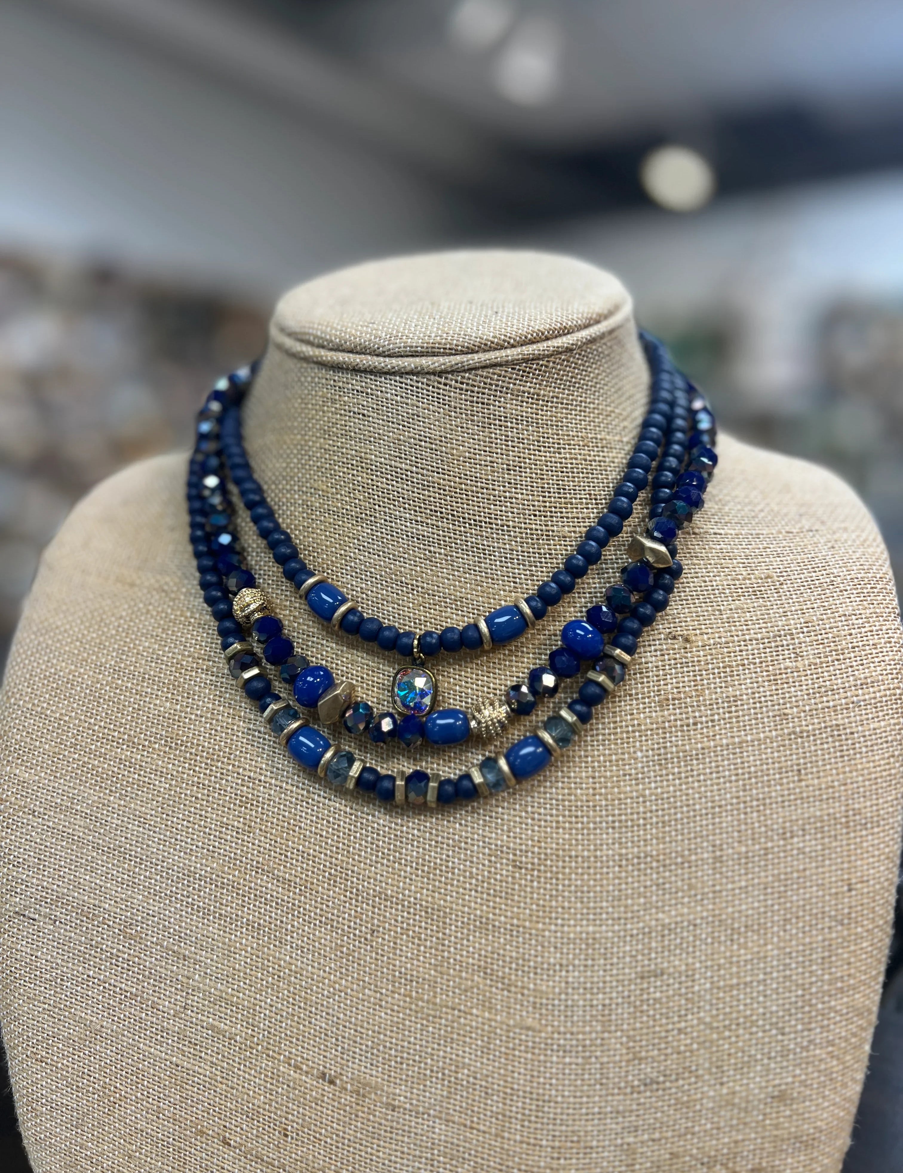 PINK PANACHE 3-Layer Blue Necklace on Simply Obsessed