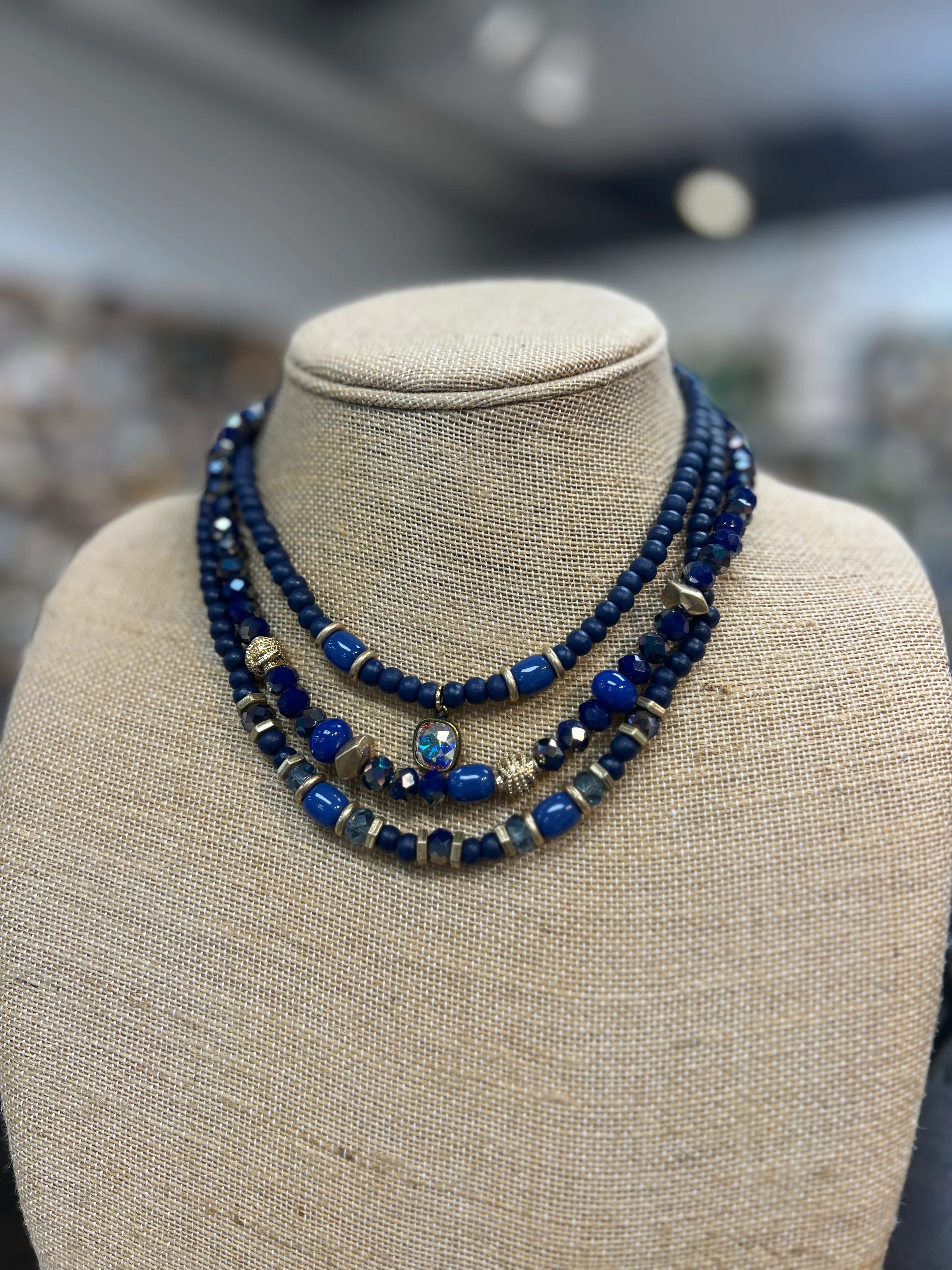 PINK PANACHE 3-Layer Blue Necklace on Simply Obsessed