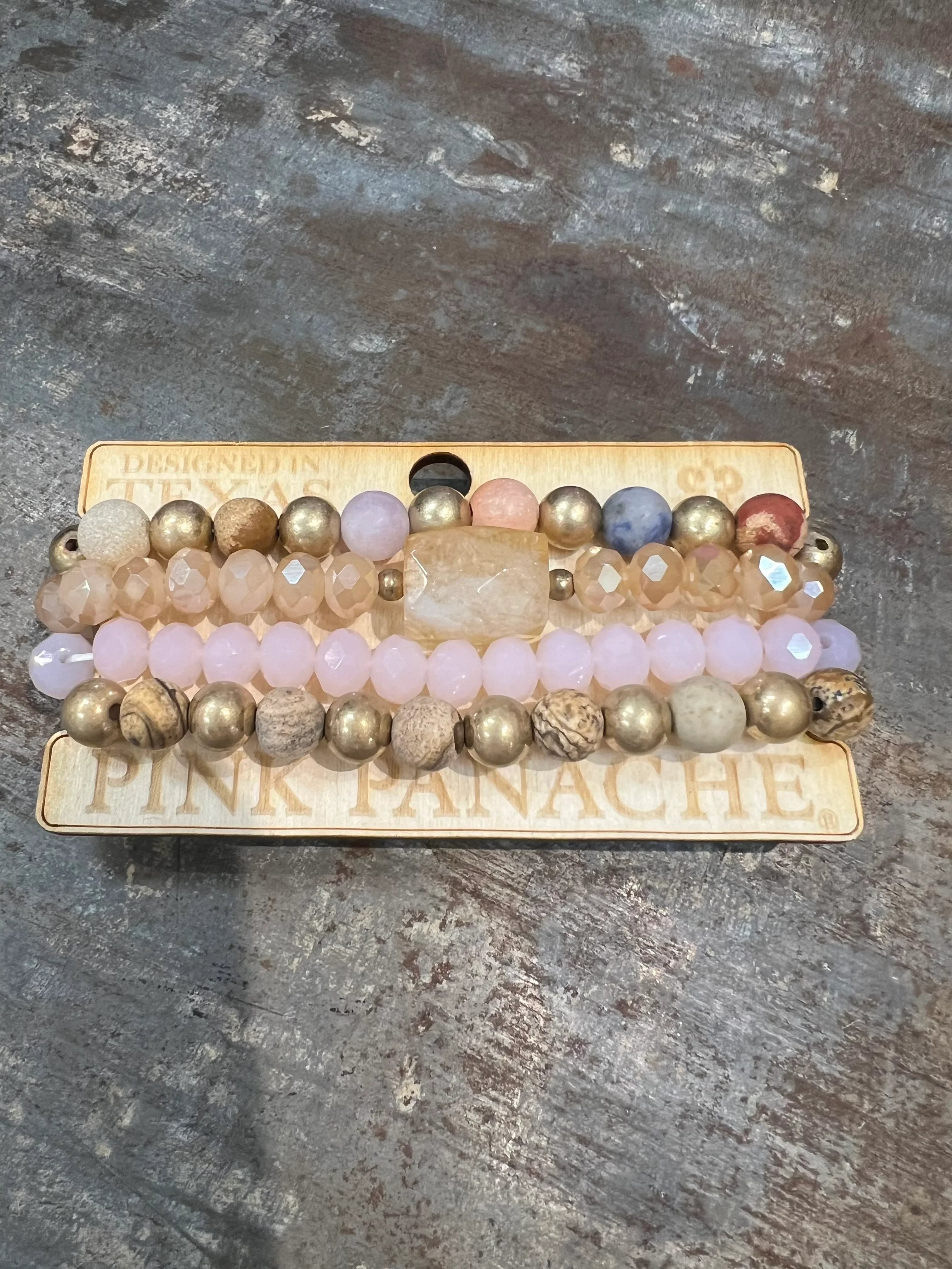 PINK PANACHE #305 Pink/Gold Bracelet Stack on Simply Obsessed