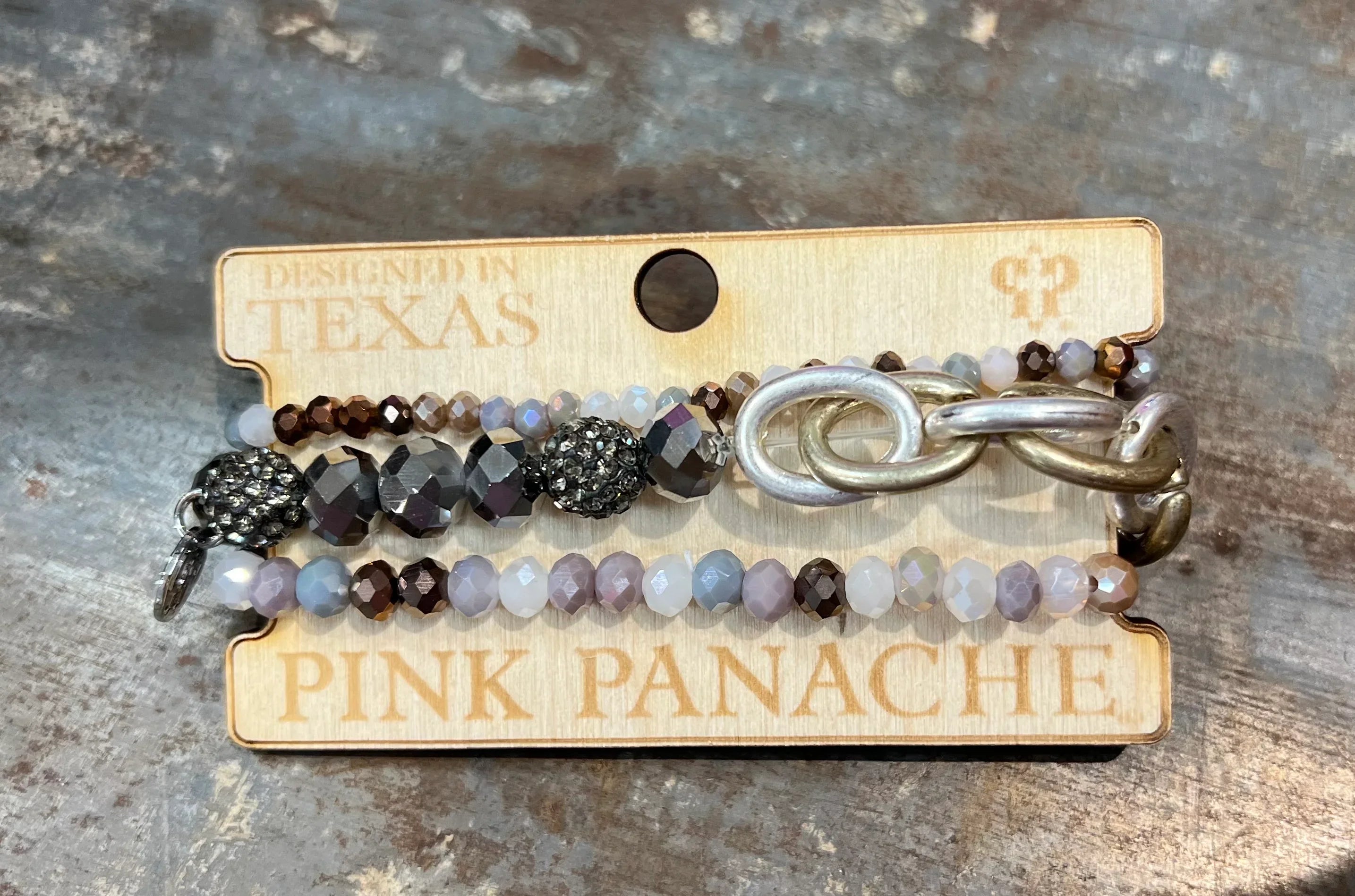 PINK PANACHE #310 Silver Stretch Chain Bracelet Stack on Simply Obsessed